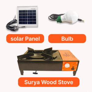 Surya Wood Stove with solar panel And Bulb